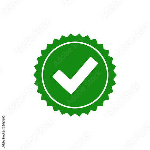 Seal stamp vector icon. Check mark quality guarantee symbol. Certificate badge icon. Ok icon
