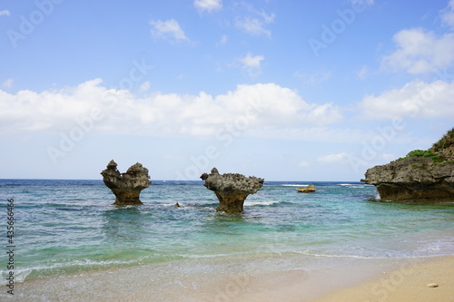 Heart Rock (Heart shape rock), tourist spot, in Kouri Island, Okinawa, Japan - 日本 沖縄 古宇利島 ハートロック