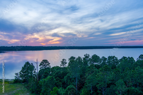 sunset over the lake photo