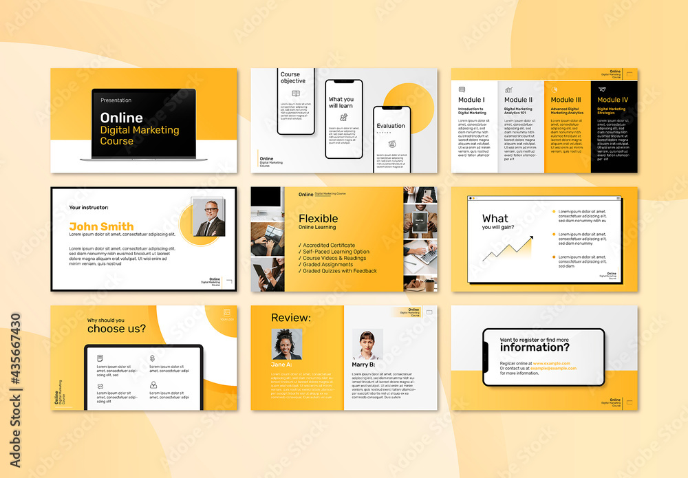 Digital Marketing Presentation Layout Set Stock Template | Adobe Stock