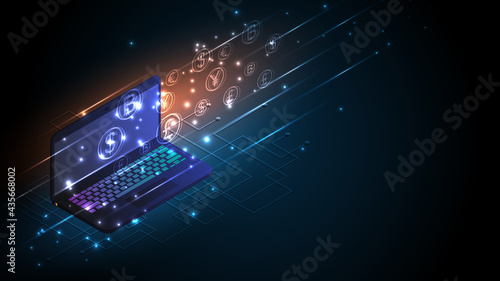 Money transfer, money transaction, global currency network, stock exchange business concept