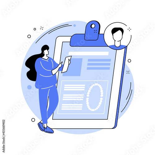 Dental patient card abstract concept vector illustration.