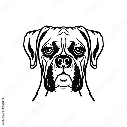 Boxer dog. Silhouette head of a boxer. Illusion for vinyl cutting and printing.