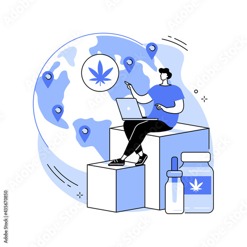 Distribution of hemp products abstract concept vector illustration.