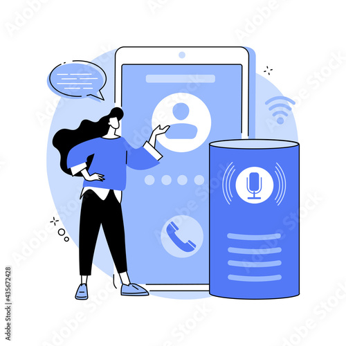 Hands-free phone calling abstract concept vector illustration.