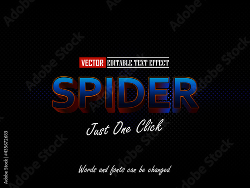Spider editable text effect vector illustration