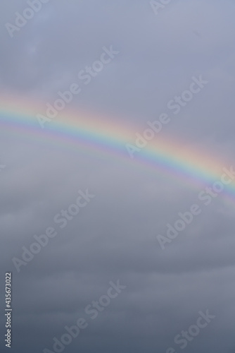 Colorful rainbow in front of a thick dark cloud cover, rain clouds and storms  © Iven O. Schlösser