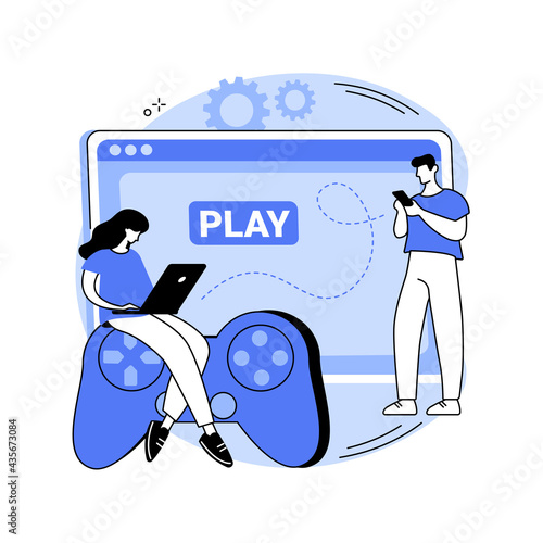 Cross-platform play abstract concept vector illustration.