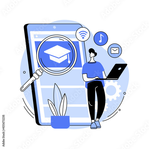 Mobile app development courses abstract concept vector illustration.