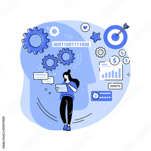 AI-powered marketing tools abstract concept vector illustration.