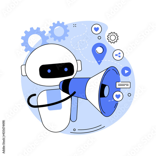 AI in social media abstract concept vector illustration.