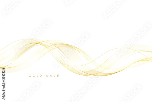 Vector abstract colorful flowing gold wave lines isolated on white background. Design element for wedding invitation, greeting card
