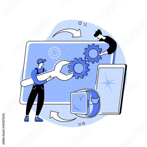 Mobile device repair abstract concept vector illustration.