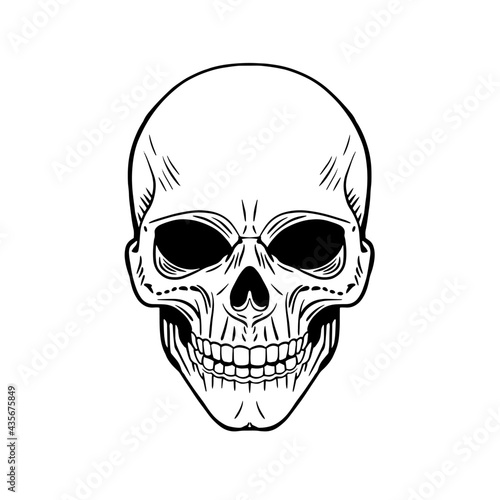 Skull. The skeleton of a stake. Dead pirate with bones. Clipart vector illustration. Vinyl cutting and printing