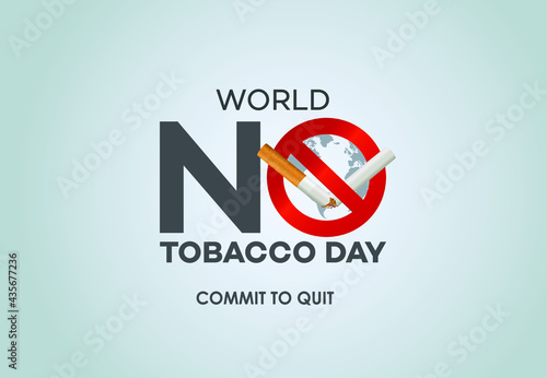 world no tobacco day text background, greeting card or poster for campaign stop smoking. crushing cigarette, Concept Quitting smoking, World No Tobacco Day 2021- commit to quit.