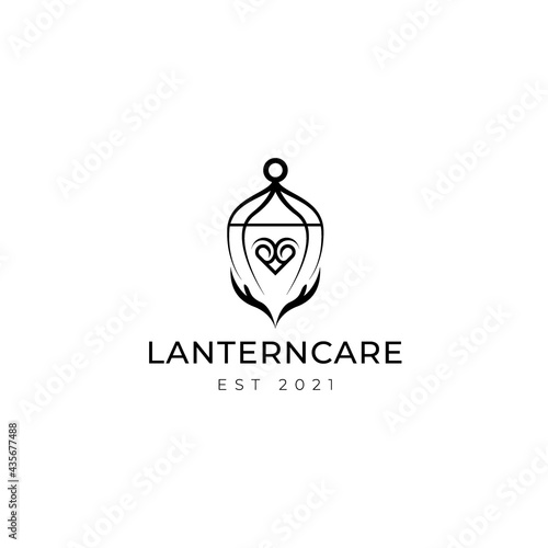 Lantern care logo design illustration