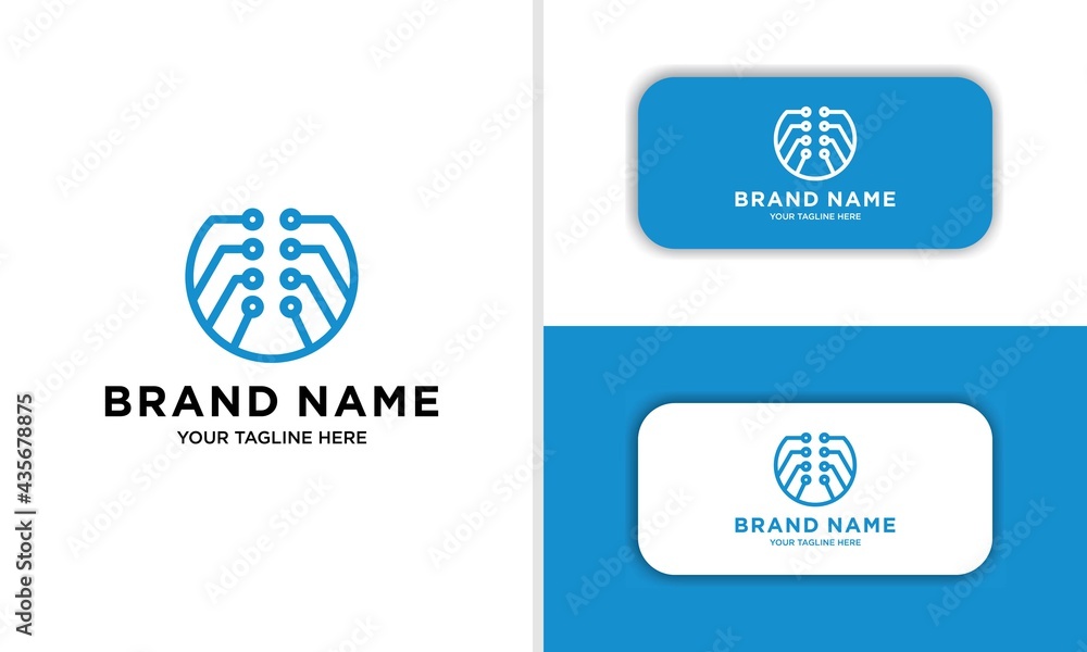 Brain Technology with line art style logo icon. blank for business card. For your business. Vector sign. Brain Technology with line art style logo icon. blank for business card. For your business. Vector sign.