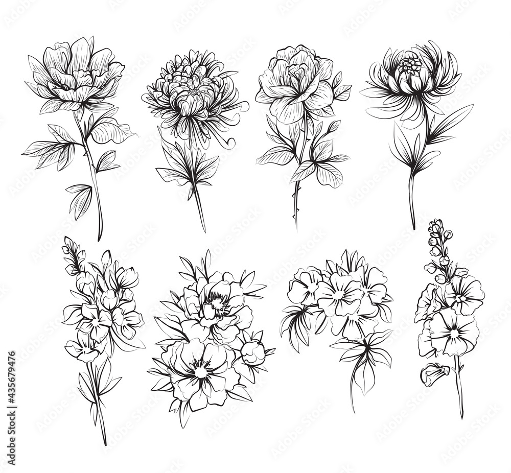 Tattoo art women and flower hand drawing Tattoo art women and flower hand drawing