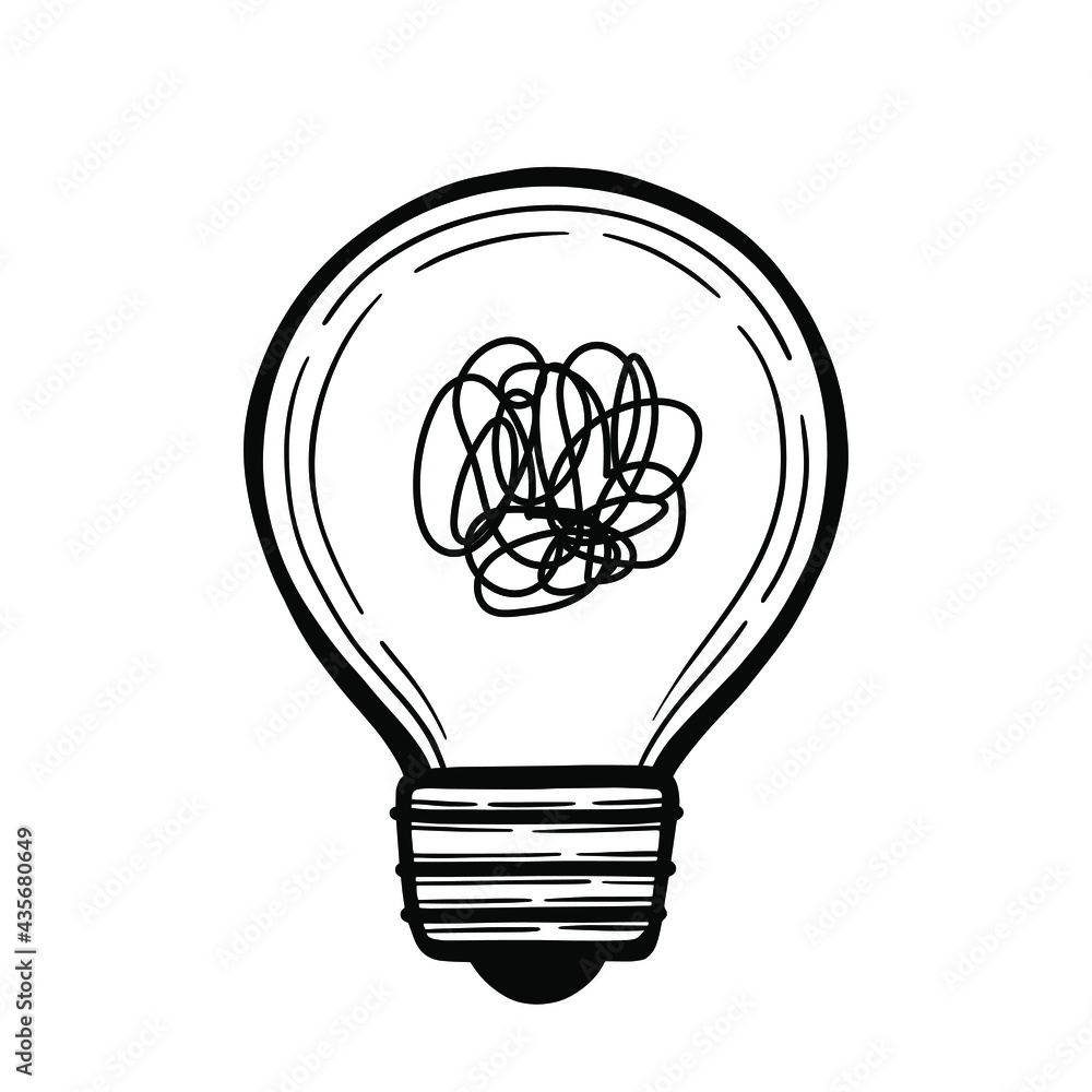 Vector light bulb in sketch style. Hand drawn lightbulb with messy line for no idea concept. Vector light bulb in sketch style. Hand drawn lightbulb with messy line for no idea concept.
