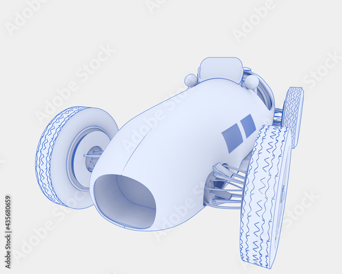 Classic race car isolated on background. 3d rendering - illustration photo