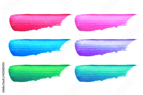 Shiny multicolor brush strokes set