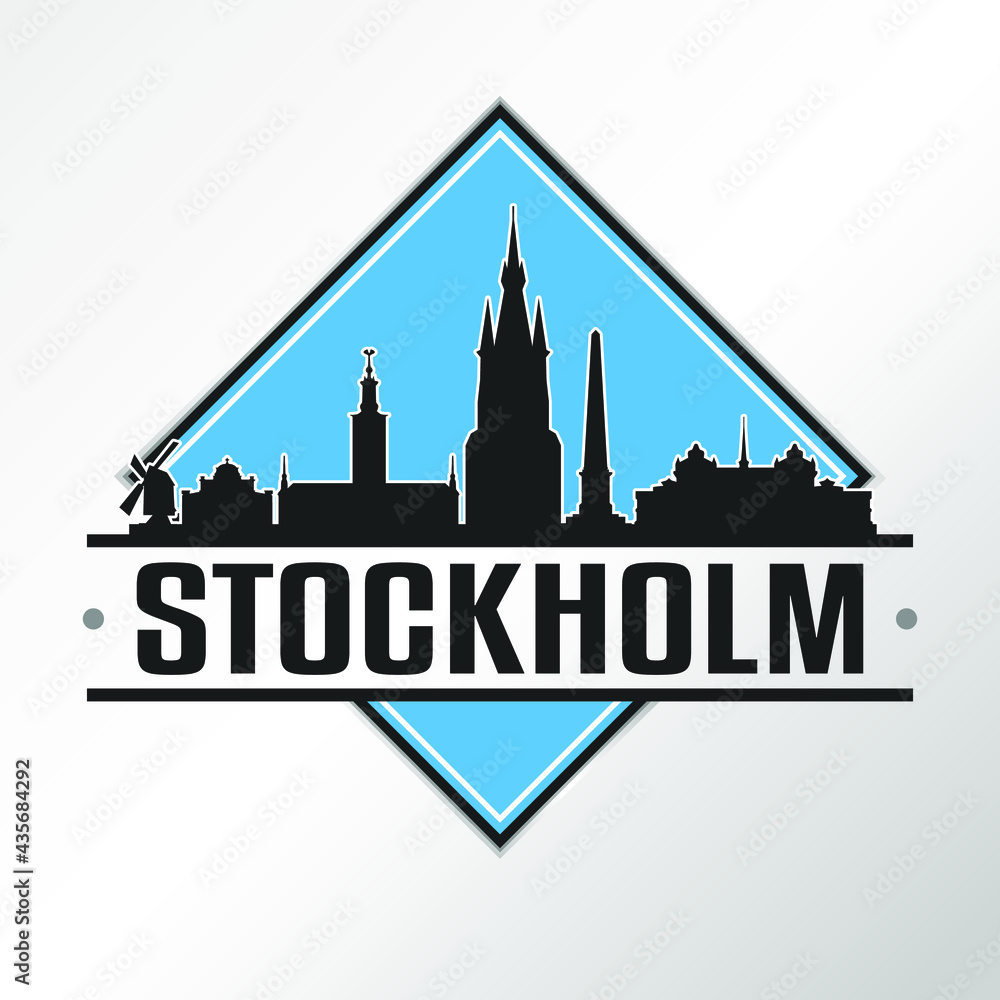 Stockholm Sweden Skyline Logo. Adventure Landscape Design Vector Illustration.