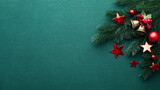 Christmas holiday background or template for a greeting card or banner with copy space for a text