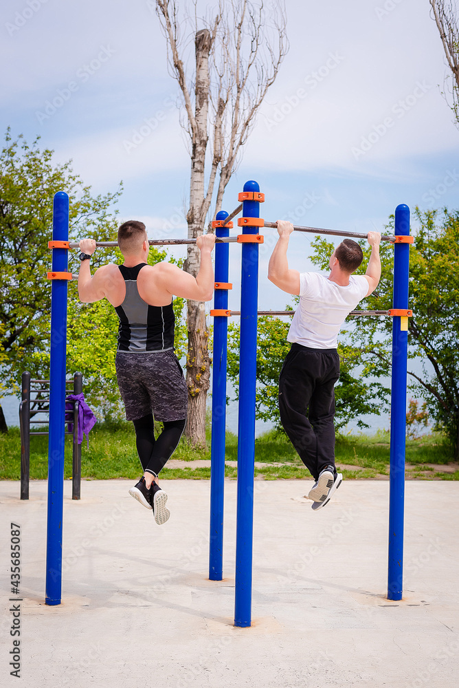Fototapeta premium Sports training in nature, near the sea