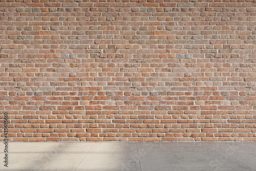 empty room with dirty brick wall and dirty cement floor. 3D rendering