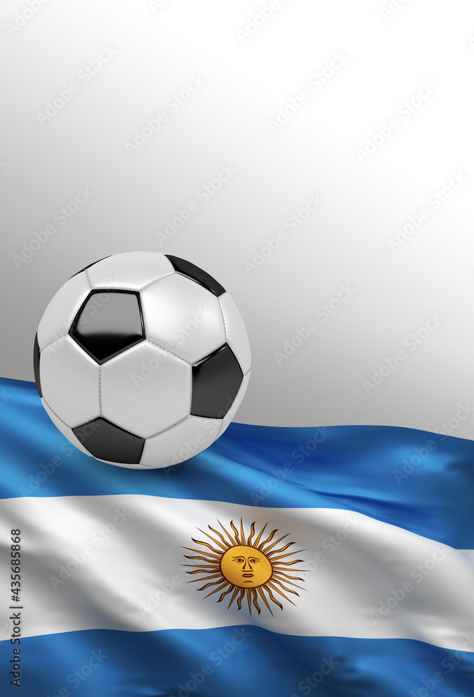 Naklejka premium Argentinian Flag with soccer Ball (3D Render)