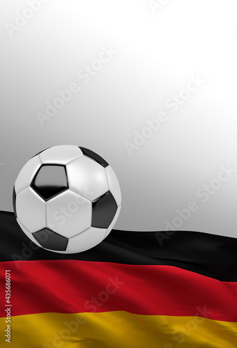 German Flag with Soccer Ball  3D Render 