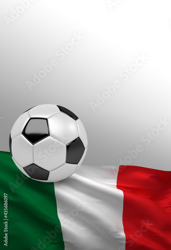 Italian Flag with Soccer Ball poster  3D Render 