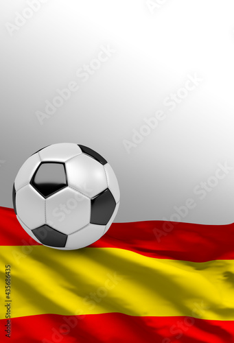 3D Spain Flag with soccer Ball  3D Render 