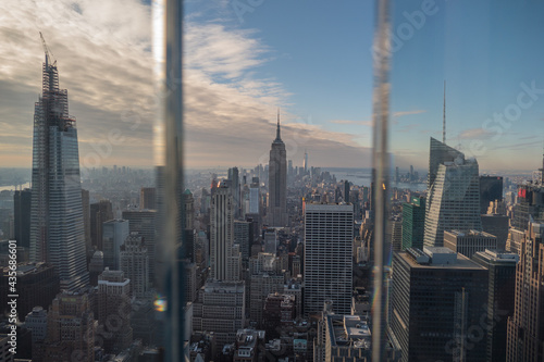 United States, New York, the empire state building seen from the window of Top of the Rock
