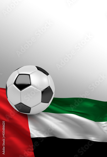 Untied Arab Emirates Flag with Soccer Ball 3D Illustration  3D Rendering 