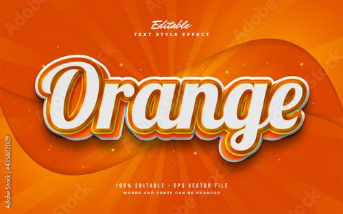 Bold Orange Text Style with 3D and Embossed Effect. Editable Text Effect