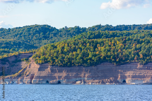 Coast of the Volga River in the middle Volga region in the Republic of Tatarstan. Autumn landscape.