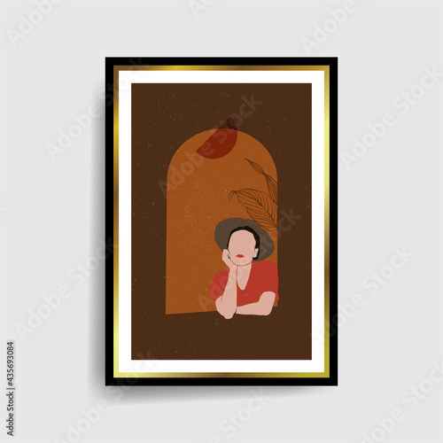 Abstract Portrait of contemporary women. Fashion girl silhouette face, modern woman, poster, vector illustration, 