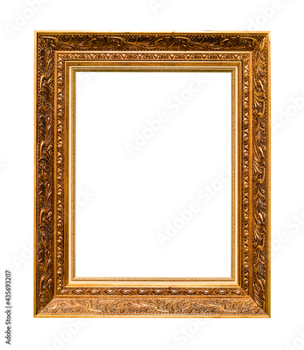 vertical wide carved red gold wooden picture frame