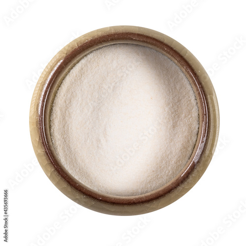 Foto Agar powder in round ceramic bowl cutout