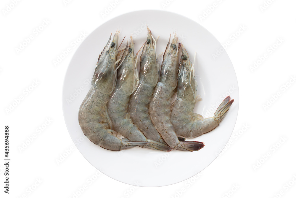 Fresh shrimp on white background
