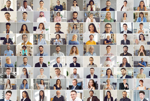 Fotografie Collage of happy multicultural business people