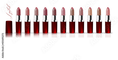 lipsticks isolated on white. Vector set. EPS10.