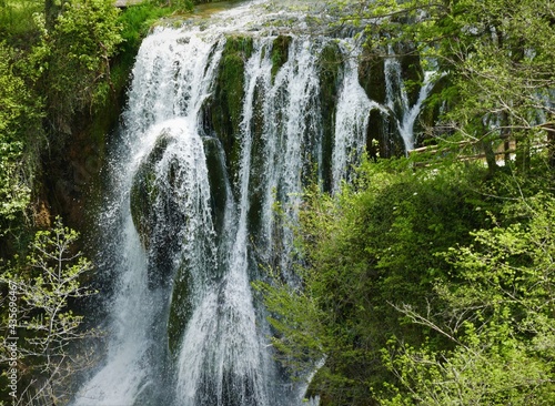 Big waterfalls in green nature