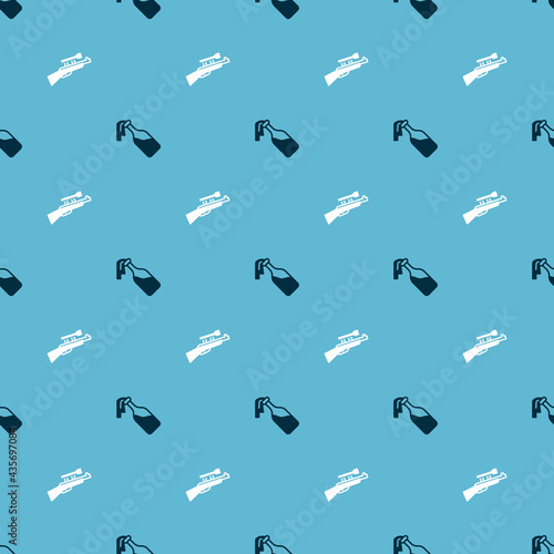 Set Cocktail molotov and Sniper rifle with scope on seamless pattern. Vector