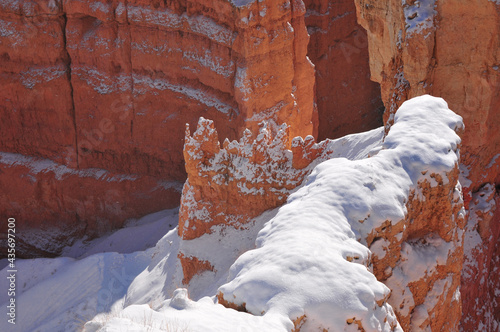 Early winter snowstorm and hoodoos in Bryce Canyon Utah