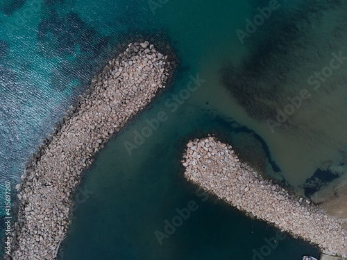 Bild auf Leinwand Top down view of jetty in Chios Island's port