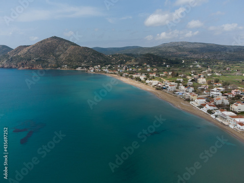 Fototapeta Naklejka Na Ścianę i Meble -  Aerial view of Komi beach in Chios Island