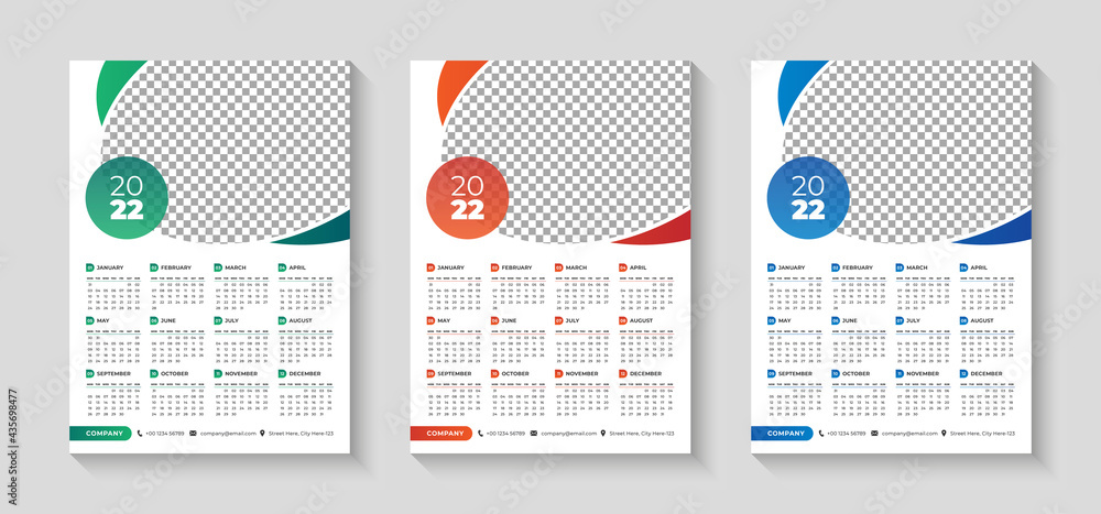 Year 2021 horizontal vector calendar design template, simple, clean and ...