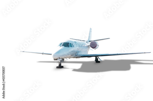 Modern white corporate business jet isolated on a white background